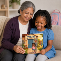 Sharing the personalized A New Day at Daycare square picture book