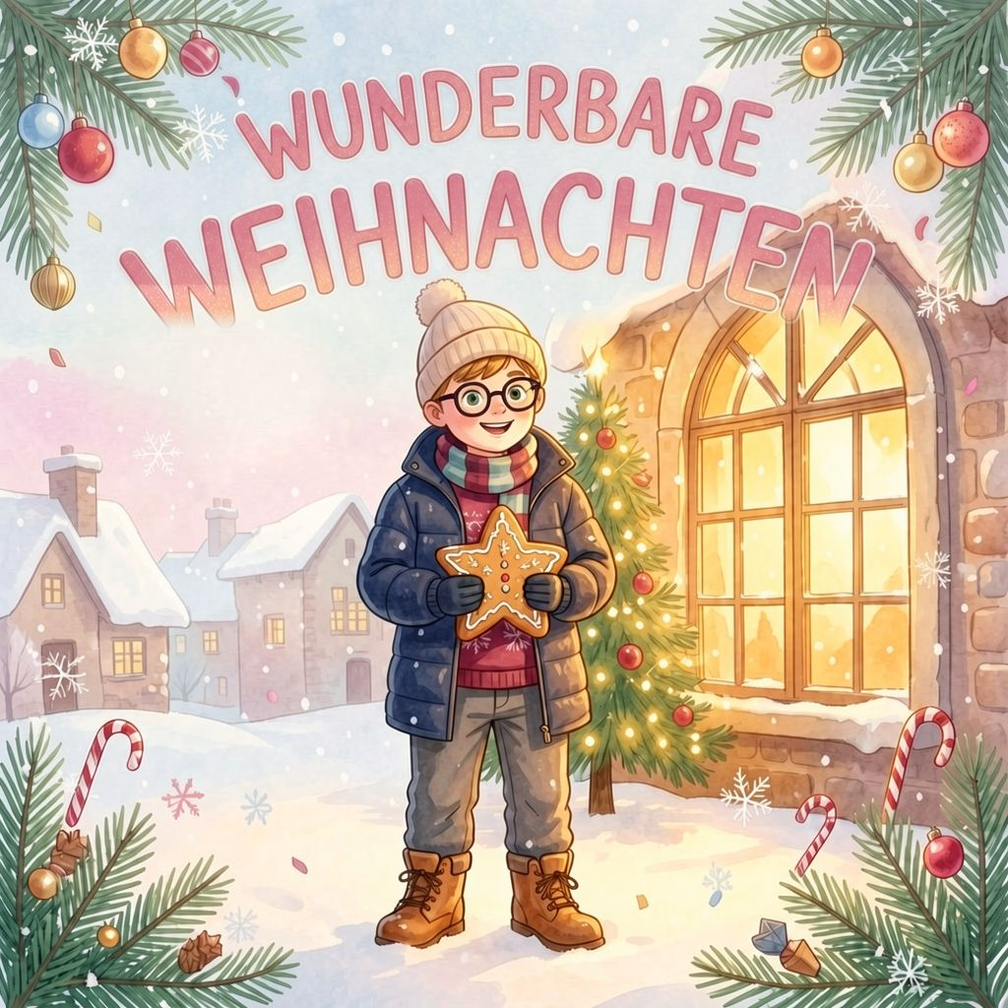 Wunderbare Weihnachten German personalized storybook cover featuring Young boy
