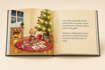 Open A Wonderful Christmas hardcover showing its illustrated English story and readable text page