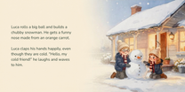 Full English story spread from A Wonderful Christmas, with illustration continuing behind the text