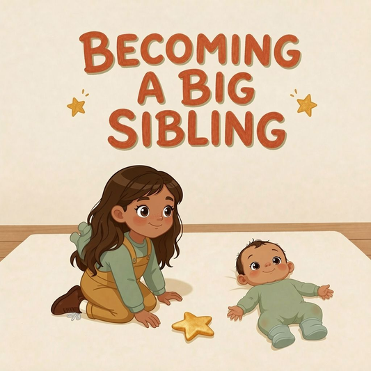 Becoming a Big Sibling English personalized storybook cover featuring Young girl becoming a big sibling