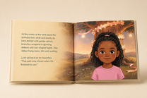 Another illustrated story spread inside the personalized Birthday Adventure hardcover book
