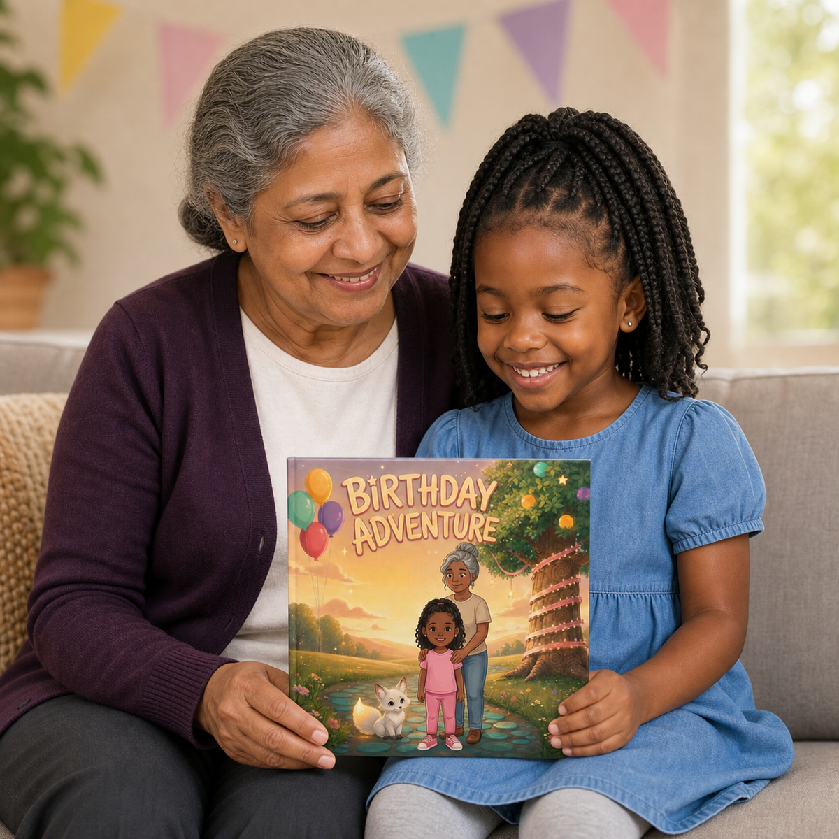 Sharing the personalized Birthday Adventure square picture book