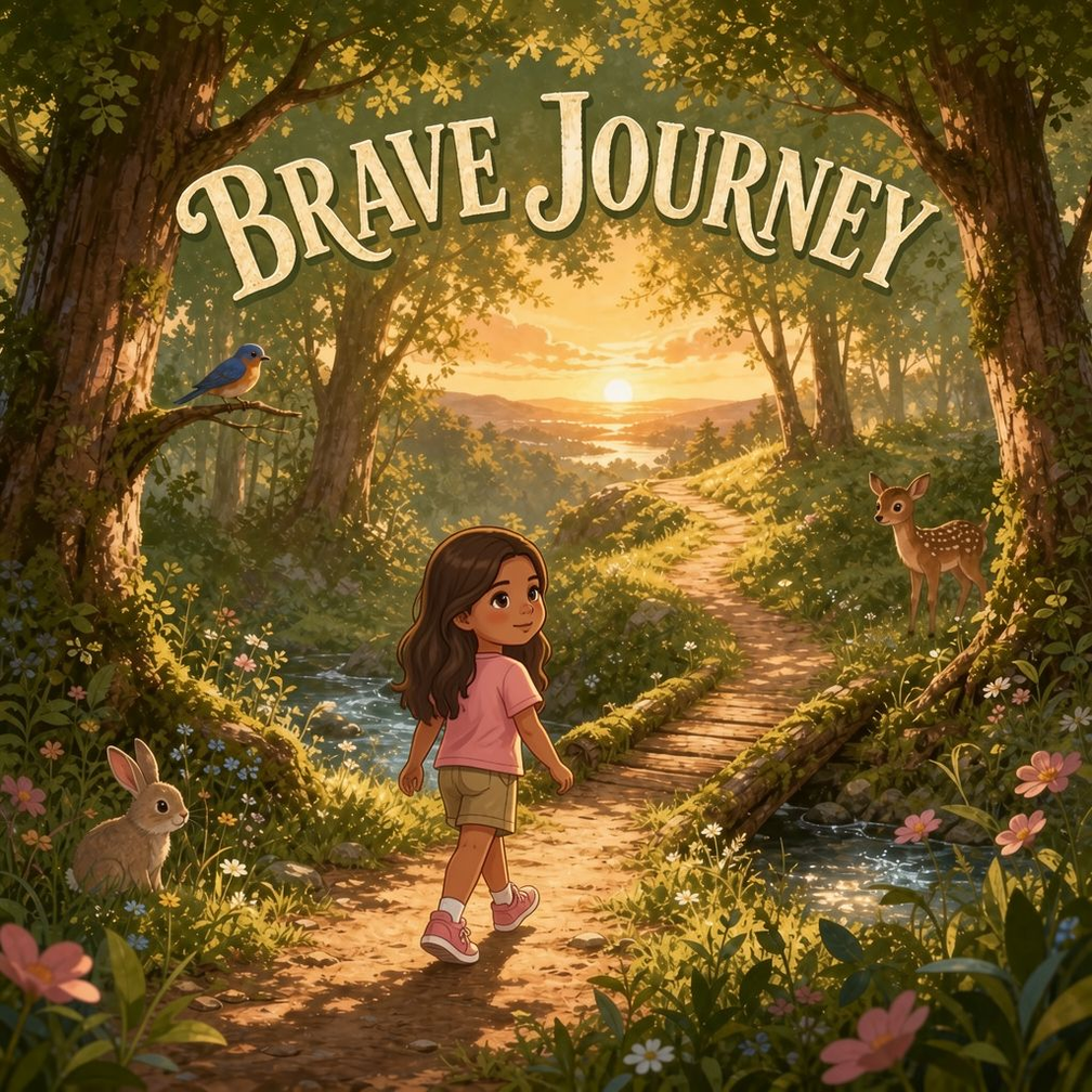 Brave Journey English personalized storybook cover featuring Young girl