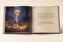 Open Brave Journey hardcover showing its illustrated English story and readable text page