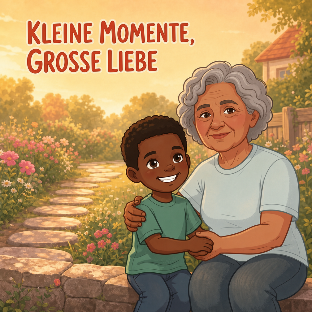 Kleine Momente, große Liebe German personalized storybook cover featuring Young boy and grandmother