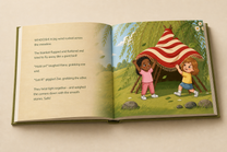 Another illustrated story spread inside the personalized Our Secret Hideout hardcover book