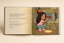 Another illustrated story spread inside the personalized The Lighthouse Mystery hardcover book