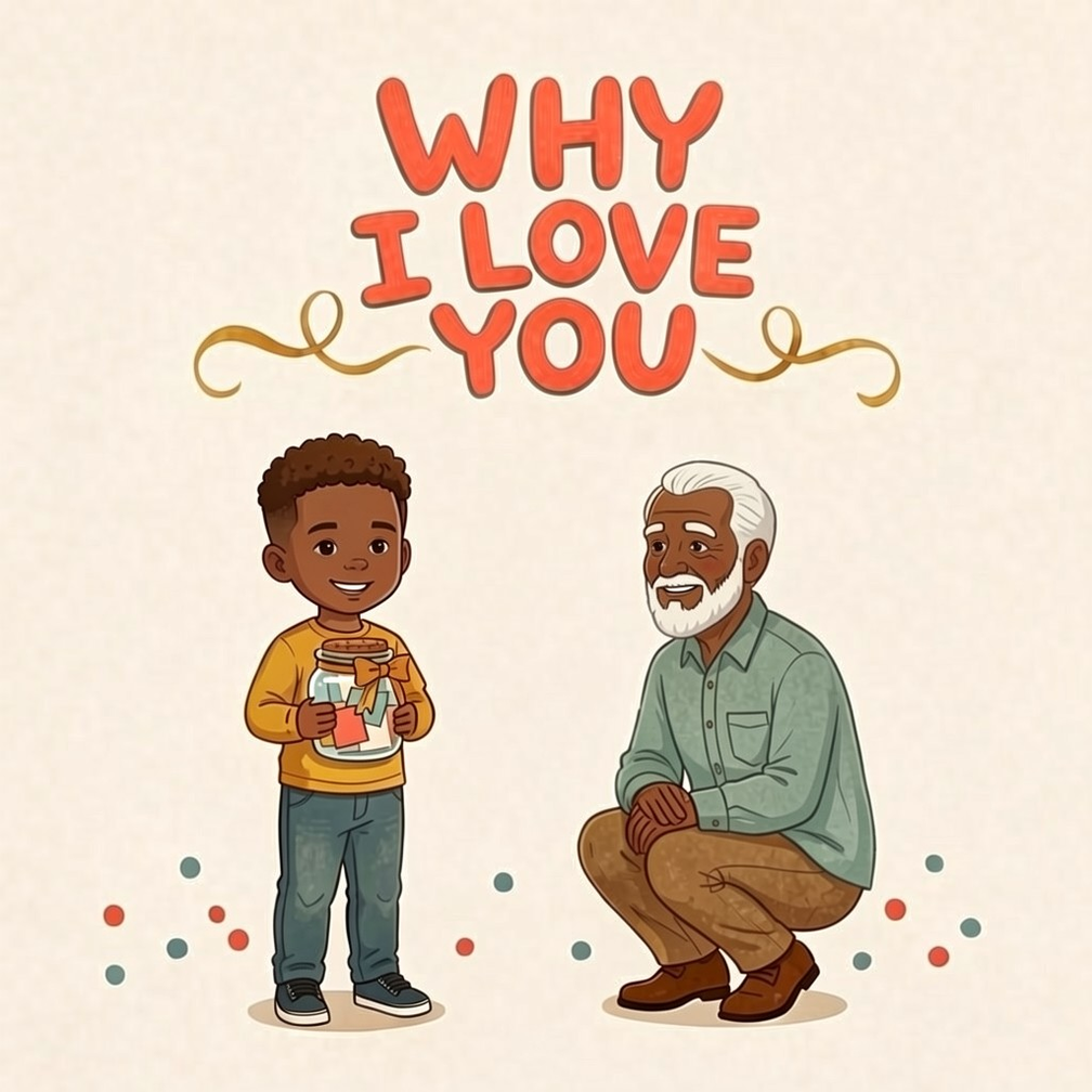 Why I Love You English personalized storybook cover featuring Young boy and grandfather