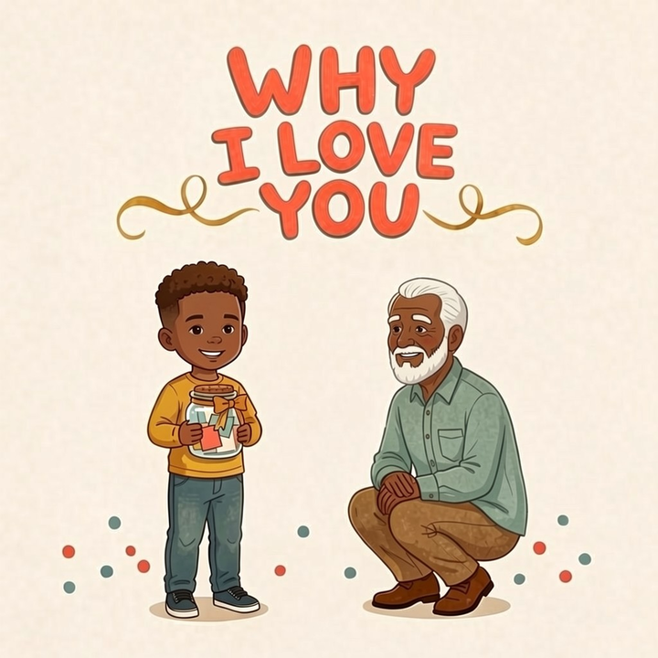 Why I Love You English personalized storybook cover featuring Young boy and grandfather