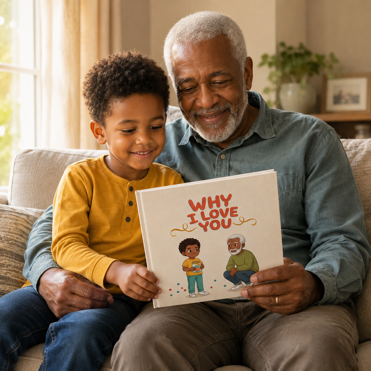 Shared reading with the personalized Why I Love You square picture book