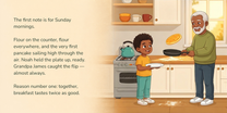Full English story spread from Why I Love You, with illustration continuing behind the text