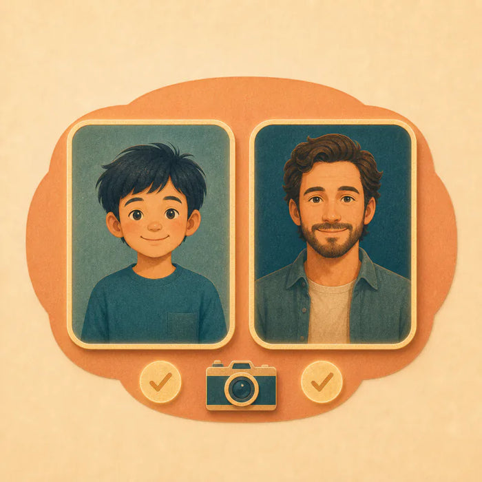 Upload one clear photo for each story character — illustrated step